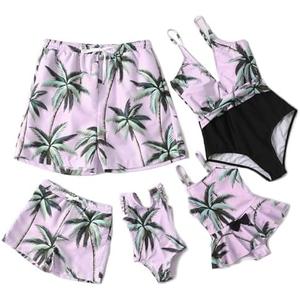 IFFEI Mommy and Me Swimsuits One Piece Family Matching Swimwear Coconut Tree Printed Deep V Neck Bathing Suits, Size L IFFEI Mommy and Me Swimsuits One Piece Family Matching Swimwear Coconut Tree Printed Deep V Neck Bathing Suits, Size L