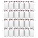 novelinks 16 oz Clear Plastic Jars with Lids, Refillable 16oz Mason Jars with Lids & Storage Containers for Kitchen & Household Use (24 Pack,Rose Gold)