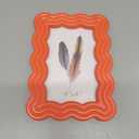 4x6 Picture Frame, Display Pictures 4x6 with Mat, Wavy Edge Wood Photo Frame for Tabletop and Wall Hanging, with Clear Plexiglass for Vertical or Horizontal Display, Orange, 1 Pack