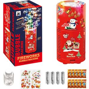 Automatic Bubble Machine with Dazzling RGB LED Lights & Music, Sparklers Blower Toys Includes Bubble Solution, Portable for Kids Party Wedding Christmas New Year Birthday Decoration (13 Holes, Set E)
