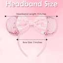Ears Headbands for Princess, Pink Mouse Ears Headbands for Halloween Costume, Sequin Bows Headwear Hair Accessories for Women - Pink