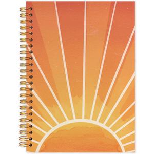 SNNDER Retro Boho Sun Sunrise Sunset Sunshine Spiral Notebooks, Aesthetic Notebook for Note Taking, Vintage Boho Journal Notebook Gifts for Women Teen Girls, 5.5x8.3 Inch