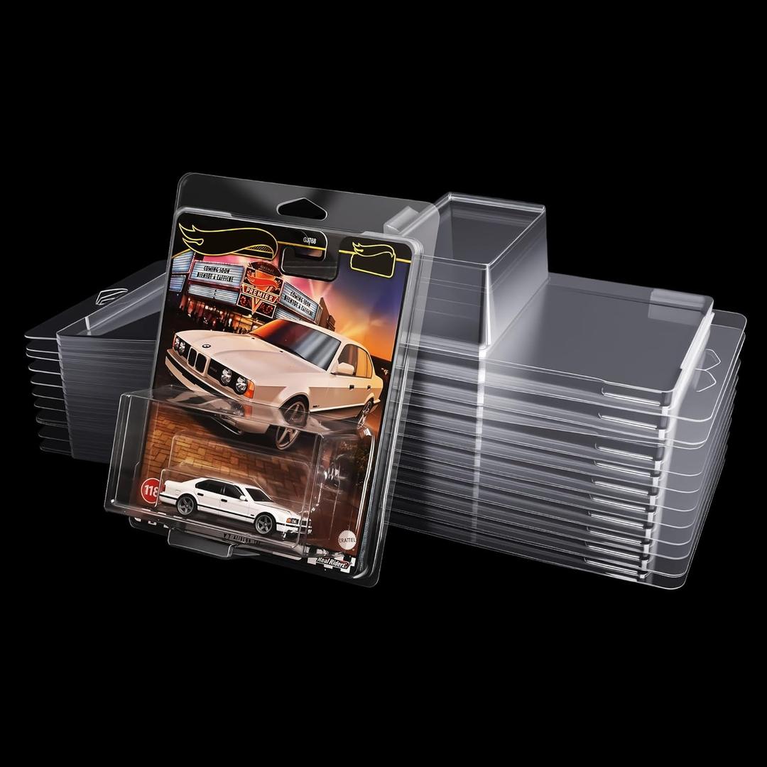 Protector case for Hot Wheels Premium-Clamshell Plastic Display Cases for 1:64 Scale Models, Crystal Clear UV-Resistant, Dust-Proof & Scratch-Resistant Plastic Storage Case with Secure Seal (20-Pack)