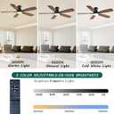 NKPU Ceiling Fans with Lights, Low Profile Ceiling Fan with Light and Remote/APP Control, DC Motor, Noiseless, Flush Mount, 52inch Brown Ceiling Fan for Bedroom Indoor/Outdoor Use, Brown, 52 Inch