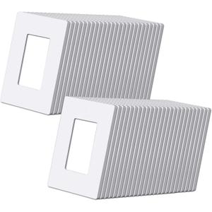 (50 Pack) BESTTEN USWP6 Matte Snow White Screwless Wall Plate, 1 Gang Switch Plate, Decorator Receptacle Outlet Cover, H4.69 x W2.91