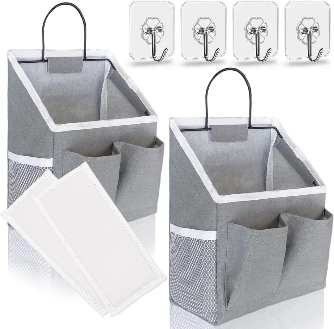 2pcs Small Wall Hanging Baskets for Organizing, Wall Hanging Storage Bags as Over the Door Organizer, Wall File Organizer, Rv Storage and Organization. For Bedroom, Office, Camper (Gray) (Gray-small (2 Pcs))