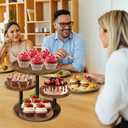 NANXITU 4 Tier Cupcake Tower Stands for 50 Cupcakes,360 Rotatable Round Cup Cake Stand with Tiered Tray,Farmhouse Wooden Dessert Table Display Stands for Wedding Birthday Baby Shower Tea Party