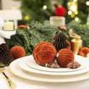 38 Pcs Brown Velvet Christmas Ball Ornaments, Christmas Tree Decorations with Paper Ornaments, Shatterproof Hanging Xmas Dcor Set for Office Home Holiday in 3 Sizes(Small Medium Large)