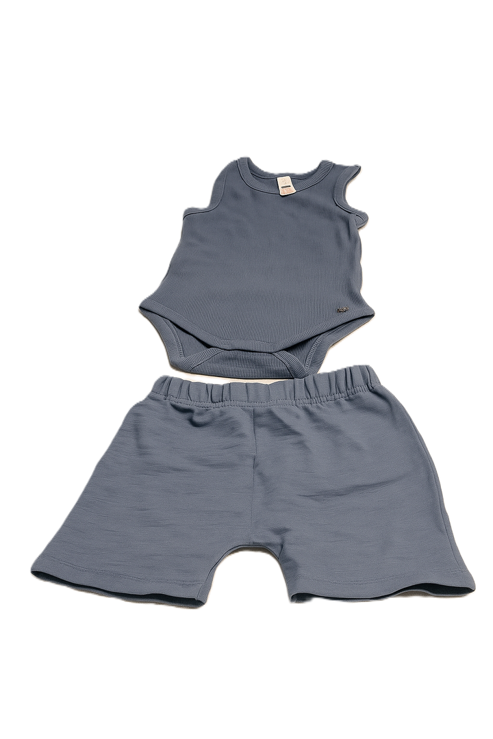 Modern Moments by Gerber baby-boys Ribbed 2-piece Sleeveless Bodysuit & French Terry Short Set 24M