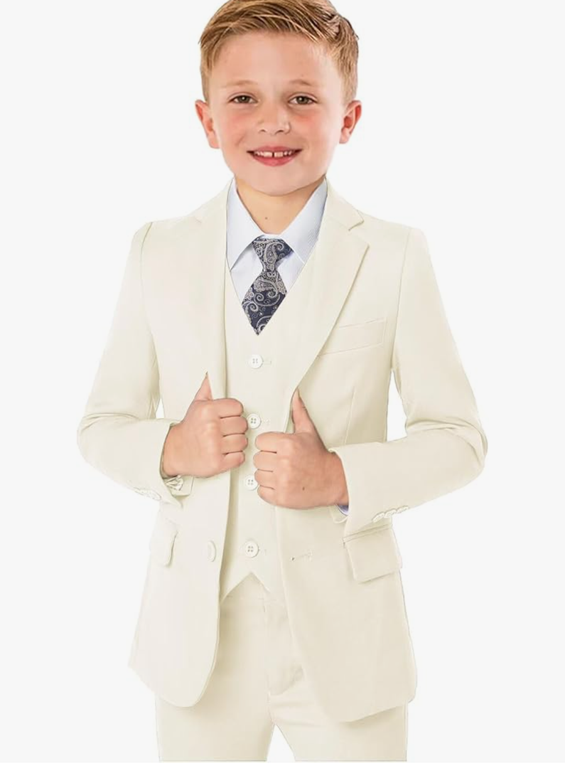 Boys’ Formal Suit 5 Piece Set, Toddler Tuxedos for Wedding, Suits for Teens Boy Dress School Clothes
10Y