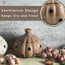 Ceramic Garlic Keeper with Lid and Holes Garlic Saver and Storage Framhouse Decor Keep Gralic Cloves Dry and Fresh, Grey