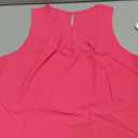 Samefar Womens Summer Tank Tops Pleated Crewneck Casual Loose Chiffon Blouses Sleeveless Tops Business Work Shirts, Rose Red Large