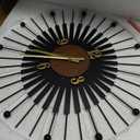 22 Inch Modern Sunburst Wall Clock Battery Operated, Black Metal Radiating Design with Walnut Wood Center, Silent Quartz Movement, Gold Hands Decorative Clocks for Living Room, Office, Bedroom, Large
