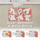Halloween Bath Mat, Thin Halloween Bathroom Rug Non Slip Quick Dry Bath Mat Fits Under Door Thin Floor Mat Halloween Decor, 17''x30'', Cute Ghosts Orange (1'5" x 2'6" (Rectangular))