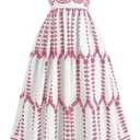 Floerns Women's Boho Floral Tie Shoulder Dress Straps Sleeveless Ruffle Hem Flowy Summer Vacation Midi Dresses (Pink, M)