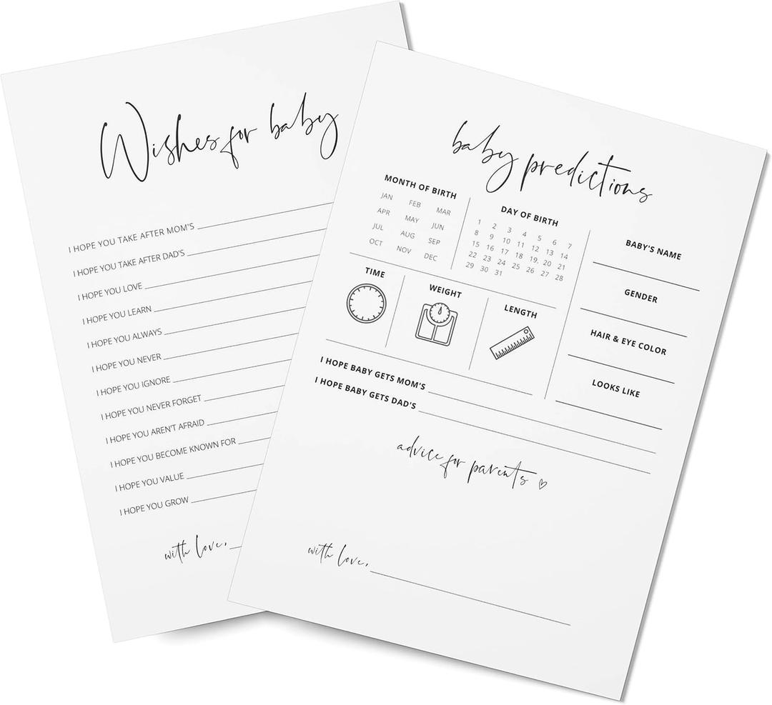 GardenCity Baby Predictions & Advice Cards for Baby Shower Games Activity, Advice for New Parents to Be  30 Double-Sided Thick Cards  Minimalist