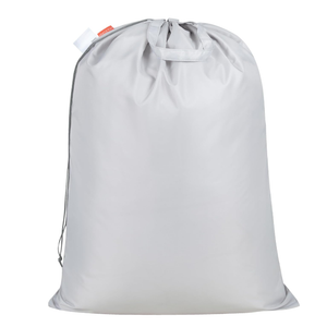 Polecasa Extra Heavy-Duty Laundry Bag 28x36”- Machine Washable Large Storage Bag with Reinforced Handles & Drawstring Closure & ID Tag for College Dorm Travel - Silver