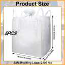 5 Pack FIBC Bulk Bags 1 Ton Bag 35"L x 35"W x 43"H 2200lbs Swl Woven Polypropylene Sack Heavy Duty One Ton Sandbags Duffle Top Flat Bottom for Sand, Industrial, Produce, Fruit, Transport