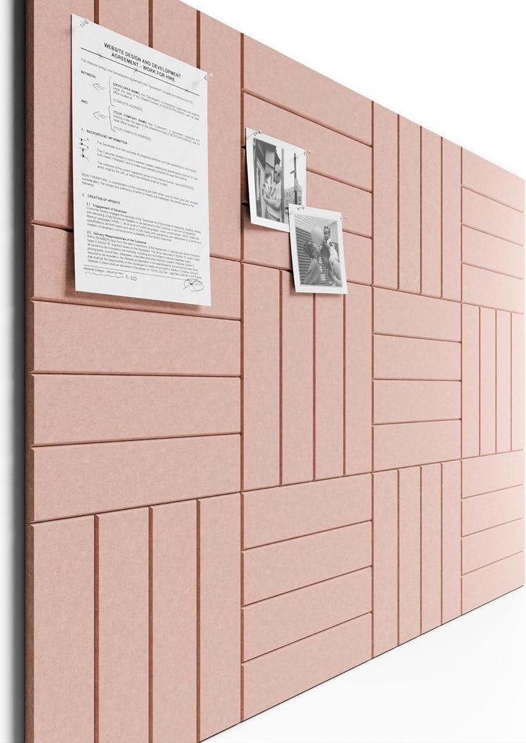 Bumusty Large Cork Board 47"x35" Alternative  12 Pack Felt Wall Tiles with 70 Safe Removable Adhesive Tabs, 30 Pushpins, Cork Boards for Walls Pin Board Bulletin Board Office Decor (Pink)