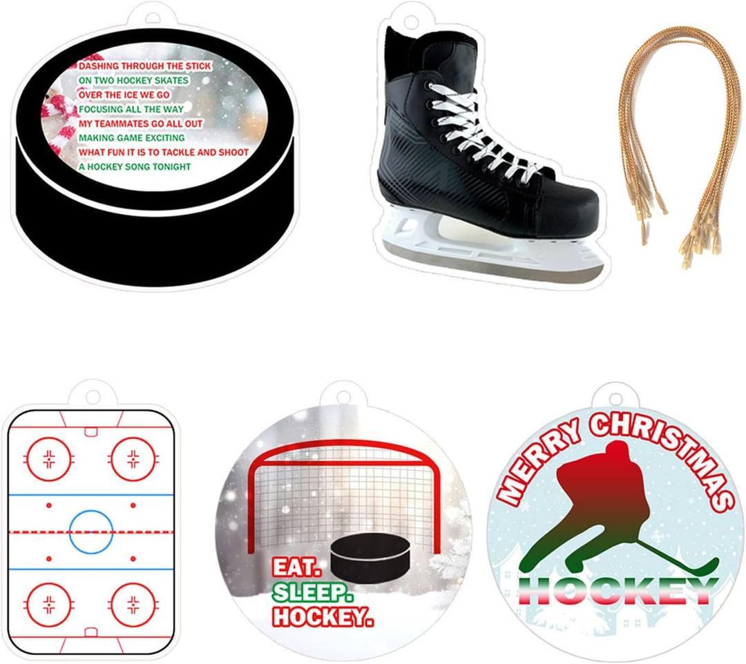 Hockey Ornaments 4.0 Inch Plastic Christmas Ornaments Christmas Tree Decorations with Hanging Loop for Christmas Tree Home Xmas Holiday Party Decor(10Pieces)