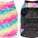 CuteBone Winter Dog Jacket - Waterproof, Windproof, Reversible, Adjustable Cold Weather Coat for Small to Large Dogs - Soft, Thick, with Leash Hole (2-Rainbow)