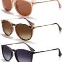 CHBP Sunglasses Womens Men Polarized UV Protection Trendy Vintage Retro Round Mirrored Lens Sunglasses For Women
