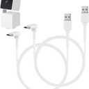 Pack of 2 10FT/3M Micro USB Extension Cable Compatible with WYZE Cam Pan V3, Waterproof 90 Degree Flat Power Cable Charging Your Cam Pan V3 Continuously - White