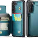 Vinich for Samsung Galaxy S23 Wallet Case with Card Holder, RFID Blocking Credit Slots Kickstand Shockproof Phone Cover Fit for Galaxy S23 6.1" Bluish Green