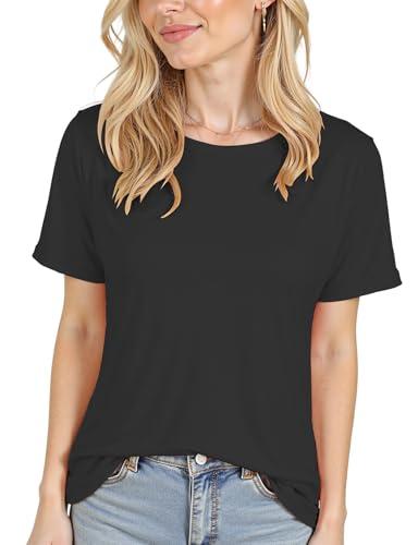 Short Sleeve Shirts for Women Crew Neck Basic Tee - Fashion Summer Spring Tops - Oversized T Shirts for Women Black Short Sleeve Shirts for Women Crew Neck Basic Tee - Fashion Summer Spring Tops - Oversized T Shirts for Women Black