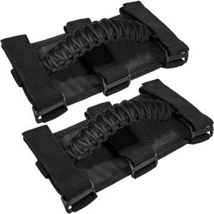 Roll Bar Grab Handles Grip Handle for Jeep Wrangler JK JKU JL JLU TJ YJ Sports Sahara Freedom Rubicon Unlimited Gladiator JT 1955-2023 UTV ATV Accessories Premium 550 Paracord (Black 2 Pack)