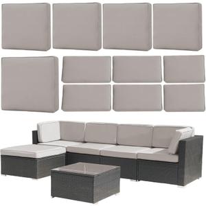 11pcs Patio Cushion Covers Replacement,Outdoor Couch Cushions Covers Splashproof Sectional Sofa Slipcovers with Zippers Washable Reusable Furniture Protector(Light Gray, 24.9"L*24.9W*3.15"H)