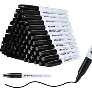 Permanent markers, 100 packs permanent markers bulk, quick dryingin one second, waterproof, smooth, noteasy to erase, durable, can be markedon glass, tiles and cloth, office supplies