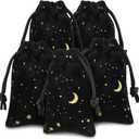 Hillban 30 Pcs 2 x 3 Inch Black Velvet Drawstrings Bags for Jewelry Moon Star Pouch with Drawstrings Jewelry Bags for Gift Packaging Wedding Anniversary Christmas Eid Mubarak