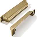 10 Pack 3-3/4 Inch Center to Center Burnished Antique Brass Cabinet Cup Pulls Vintage Drawer Pulls Kitchen Hardware Aged Bronze Channing Cup Pulls Drawer Handles Knobs 3-3/4 inch Hole Center