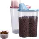 GreenJoy 2 Pack 2lb/2.5L Pet Food Storage Container with Measuring Cup, Can Covers and Bowl for Small Dog, Cat, Waterproof-BPA Free (Blue and Pink)