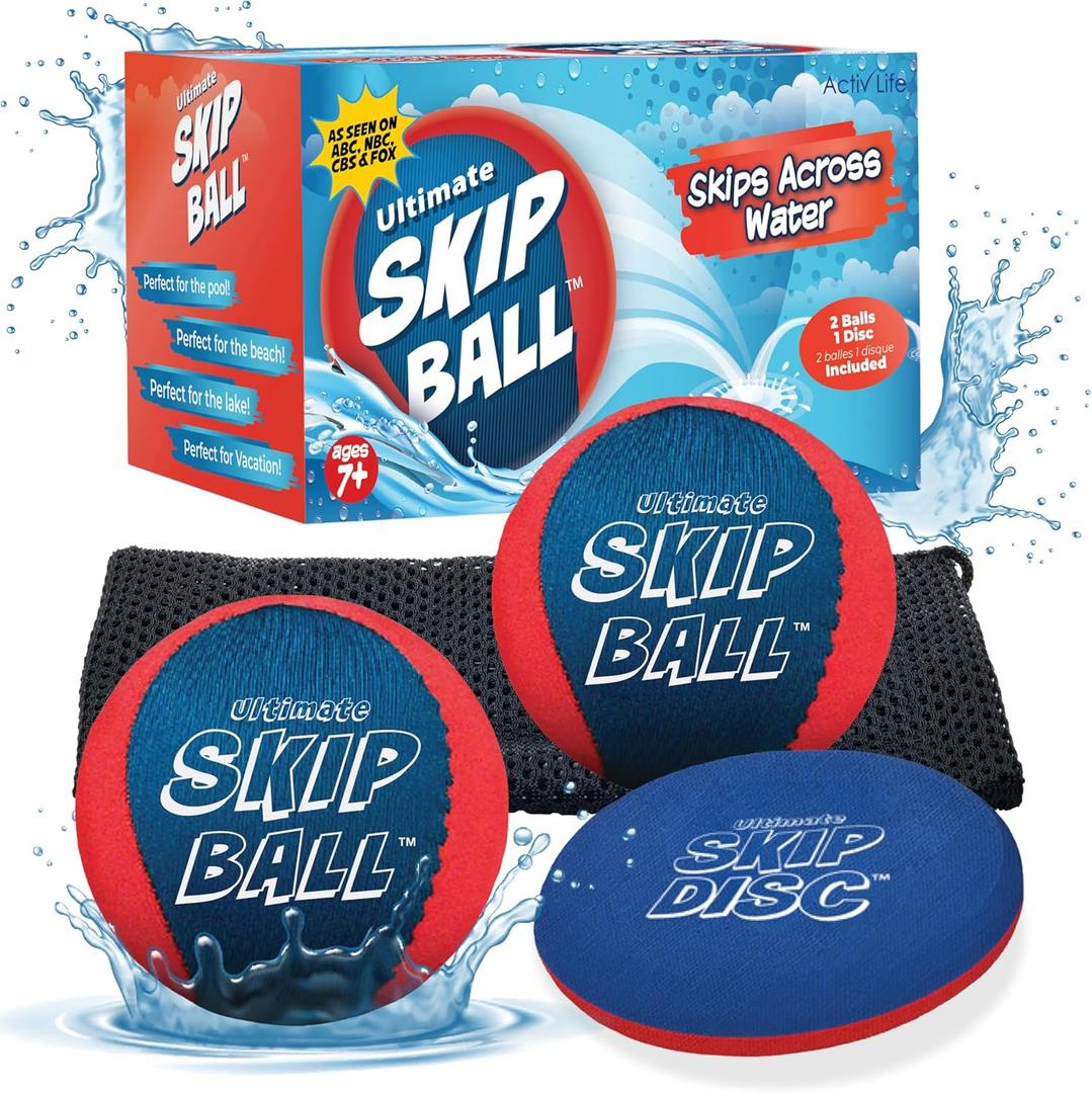 Activ Life The Ultimate Skip Ball Water Bouncing Ball (2 Pack) Create Lasting Memories with Your Friends & Family at The Beach, Lake or Pool - Great for All Ages (2 Inch Kids Ball (8.8 Ounces When Filled))