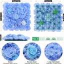 6pcs Flower Wall Backdrop 16.5"x16.5" Artificial Floral Panel-Blue