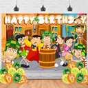 El Chavo Del Ocho Birthday Party Backdrop, 5x3ft, Purple, Cartoon, Includes 18 Party Balloons