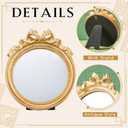 Threehoney 4 Pack Small Vintage Gold Mirror 4.1" Round Portable Bow Mirror for Women Make up Dressing Bedroom Table Decoration