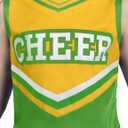 Spooktacular Creations Girl Cheerleader Costume, Halloween Cute Cheer Uniform Outfit with Accessories for Dress Up Parties (Small(5-7 yrs), Yellow Green)