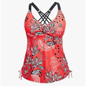 Tempt Me Women Tankini Top Only V Neck Swim Tops Tummy Control Bathing Suit Top No Bottom M