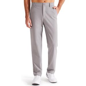 Libin Men's Golf Pants Classic Fit Flat Front Work Dress Pants 29" 31" 33" Stretch Casual Pants Lightweight with Pockets (Gray, L)