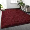 Shag Area Rug, 4 X 6 Plush Fuzzy Rugs for Living Room, Ultra Soft Fluffy Furry Rug for Bedroom, Indoor Carpet Nursery Rugs for Kids Room Home Decor, Burgundy