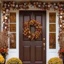 Fall Pumpkin Garland for Mantle Halloween Velvet Pumpkin Garland Autumn Harvest Hanging Decoration for Fireplace Mantel Porch Wall Centerpiece Thanksgiving Party Indoor 6ft(Brown)