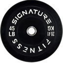 Signature Fitness 2" Olympic Bumper Plate Weight Plates with Steel Hub - 100% Virgin Rubber, Black 45LB
