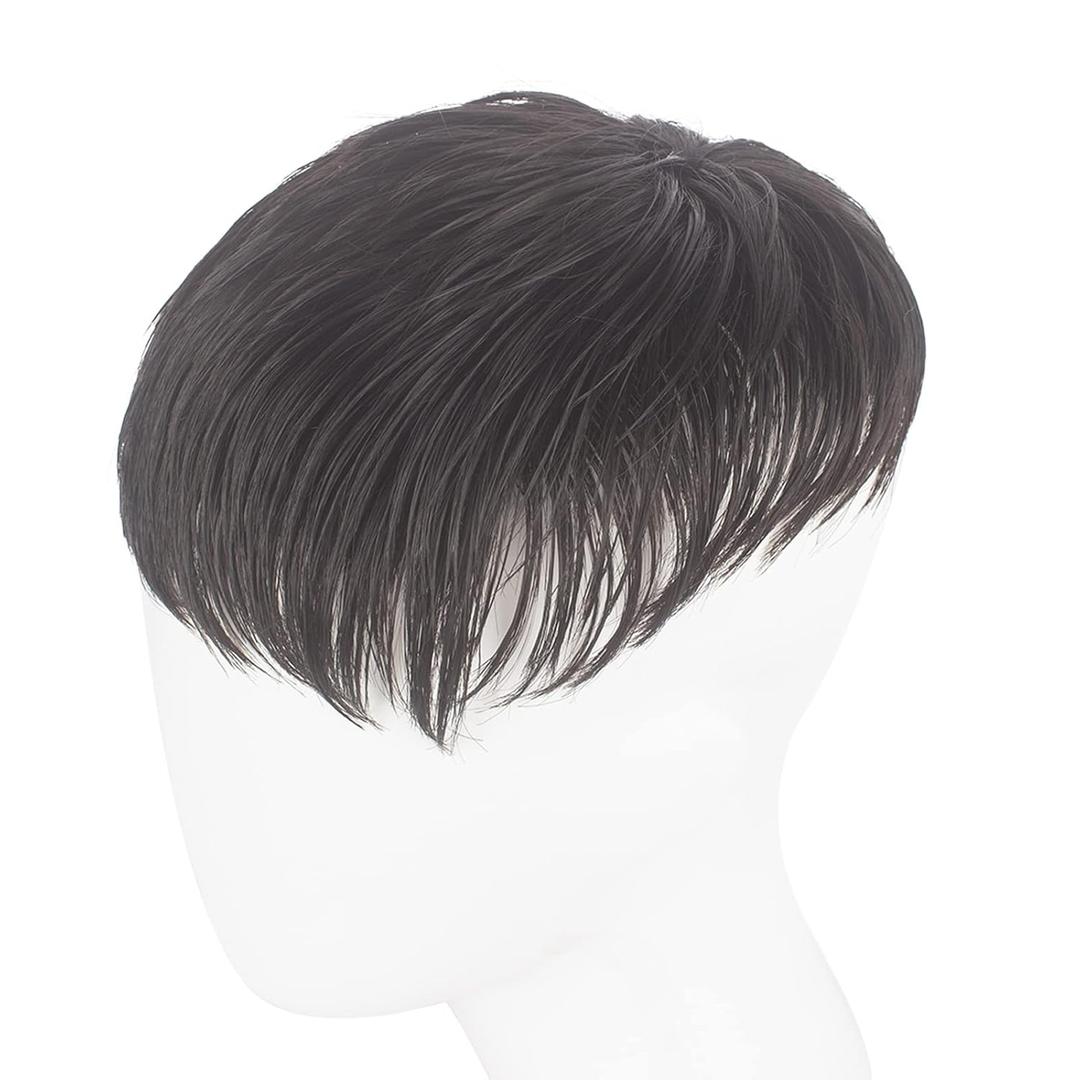 WeKen Short Toupee for Men - Hair Topper Wig Clip in Crown Extensions - Men's Piece for Covering White Loss - Daily Wear