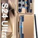 Vizvera for Samsung Galaxy S24 Ultra Case Wallet, RFlD Cards Holder & Camera Cover & Kickstand for Women Men, Full Body Rugged Shockproof Silicone Case for S24 Ultra 6.8" 2024 Only-Champagne Gold