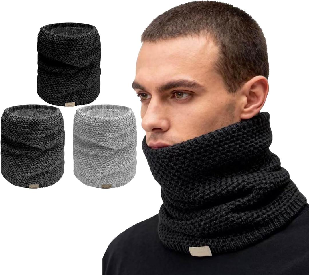Xicagup Neck Warmer 3 Pack Warm Neck Scarf Skiing Cycling Snow Men Women Unisex Warmer Outdoor Hunting Hiking Run Travel Walk Tennis Cycling Women Cold Weather Neck Gaiters(Black, Dark Grey, Blue-3)
