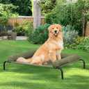 Cooling Elevated Dog Bed for Large Dogs, Outdoor Raised Dog Beds Portable Dogs Cot Bed W/Breathable Mesh, Pet Cots W/Removable Waterproof Bolster