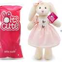 oits cute Small Soft Stuffed Animal Bunny Rabbit Plush Toy for Baby Girls 15inch (White Rabbit Wearing Pink Retro Dress)